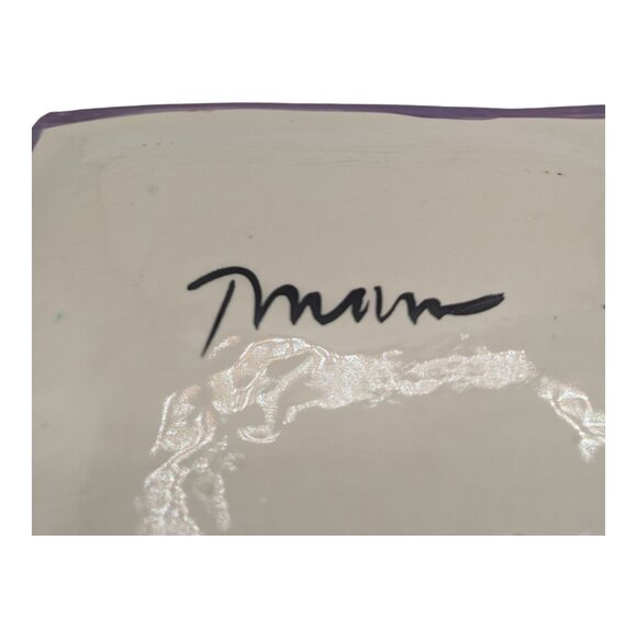 Hand-Painted Ceramic Westie Dog Plate Tray Signed by Artist Bone Handles 11 3/4" - Picture 3 of 8